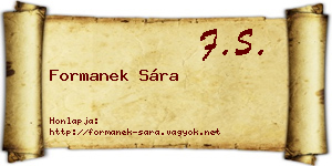 Formanek Sára névjegykártya